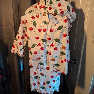 Vintage Nick & Nora Cherry Print Sleepwear